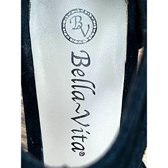 BELLA Vita Womens Y2EB Suede Open Toe Casual Heeled Sandals Black sz(6.5) - Picture 7 of 9